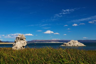 Mono Gölü, Mono County, Kaliforniya 'da büyük, sığ bir tuzlu soda gölü, tufa kaya oluşumları var..
