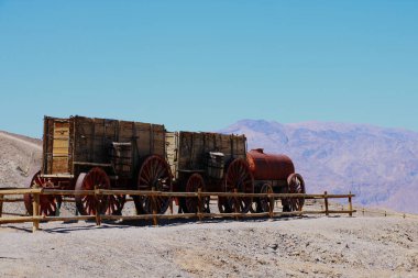 20 katır takımı Borax Wagon treni Harmony Borax Vadisi, ABD 'de çalışıyor.