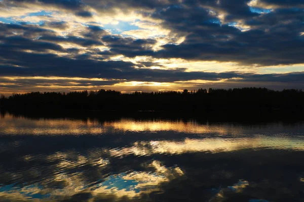 Imagem Belo Pôr Sol Lago Natureza — Fotografia de Stock