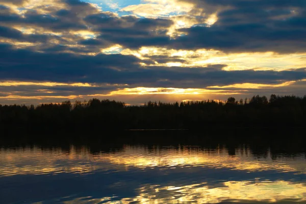 Pôr Sol Lago Natureza Fundo — Fotografia de Stock