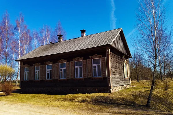 Widok Piękny Drewniany Dom Miejscowości — Zdjęcie stockowe