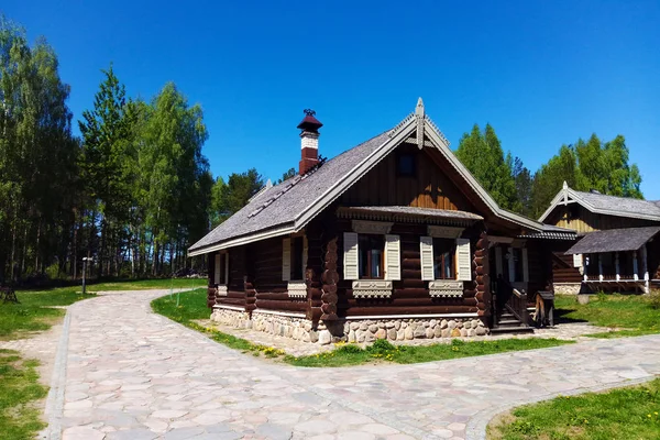 Vue Une Belle Maison Bois Dans Village — Photo