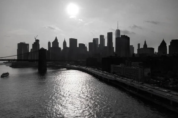 Scenic View Brooklyn Heights Side Manhattan Skyscrapers East River — Stock Photo, Image