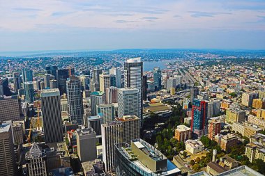 Seattle, ABD, 31 Ağustos 2018: Downtown Seattle manzarası Seattle Washington, görünüm.