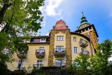 Miskolc, Macaristan, 20 Mayıs 2019: Lillafured, Miskolc 'taki Castle Hotel Palota.