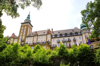 Miskolc, Macaristan, 20 Mayıs 2019: Lillafured, Miskolc 'taki Castle Hotel Palota.