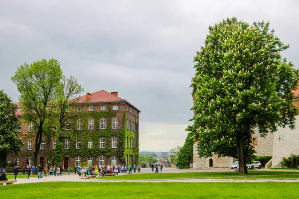 Cracovia, Polonia - 21 de mayo de 2019: Turistas caminando por la ciudad vieja de Cracovia . — Foto de Stock