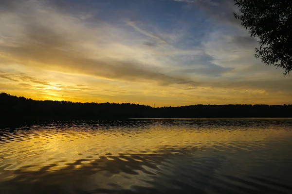 Sunset river water reflection landscape. River sunset reflection. Sunset river landscape. Sunset orange river view.