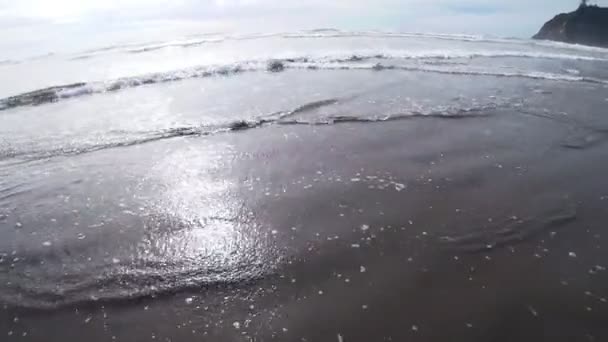 Побережье Тихого Океана Сильные Волны Облачный День — стоковое видео