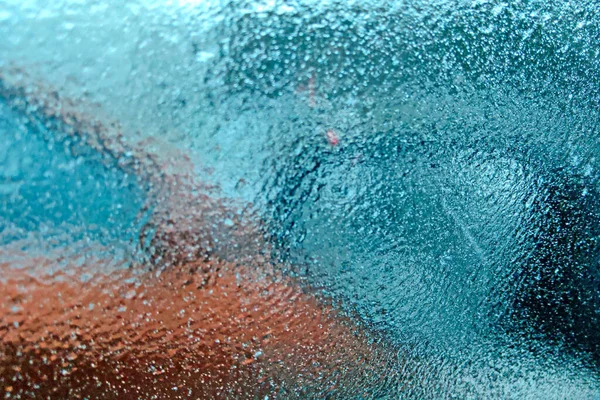 Blick Aus Dem Auto Gefrorenes Glas Eisiger Hintergrund — Stockfoto
