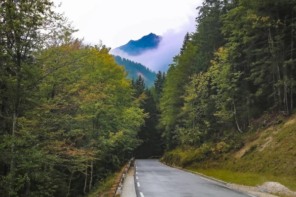 Bela Estrada Montanha Nas Montanhas Outono Foco Seletivo — Fotografia de Stock