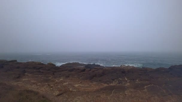 Olas Cayendo Sobre Rocas Costa Oregon — Vídeos de Stock