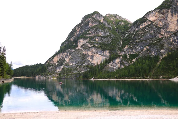 Pohled Lago Braies Dolomity Itálie Evropa — Stock fotografie