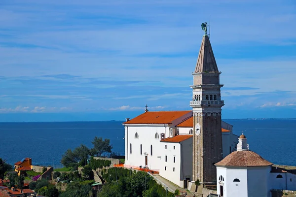 Cityscape Cidade Velha Piran Localizado Mar Adriático Eslovénia — Fotografia de Stock