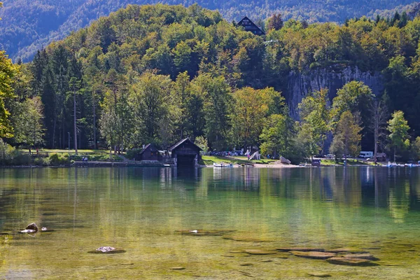 Hermoso Paisaje Esloveno Lago Bohinj Con Agua Turquesa Parque Nacional —  Fotos de Stock
