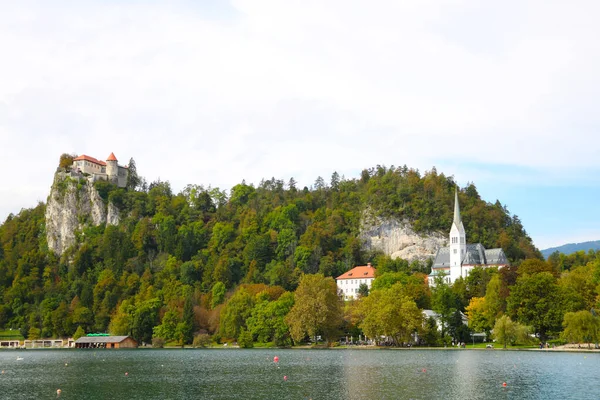 Castillo Medieval Bled Sobre Lago Bled Eslovenia — Foto de Stock