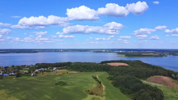 Beautiful Bird Eye View Blue Lakes Green Forests — Stock Video