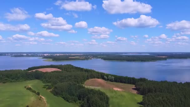 Widok Wysokości Dużego Pięknego Błękitnego Jeziora — Wideo stockowe