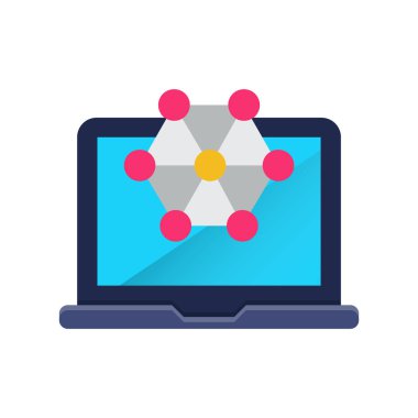 Sosyal medya düz simgesi, illüstrasyon