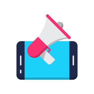 Reklam kampanyası düz simgesi, illüstrasyon