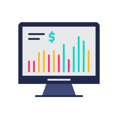 Borsa düz simgesi, illüstrasyon