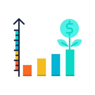 Yatırım düz simgesi, illüstrasyon