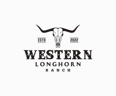 Boğa kafatası logosu tasarım şablonu. İnek kafatası logosu tasarımı.