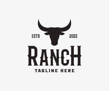 Bull Vector Logo Tasarımı Çizimi. Buffalo Head Logosu. Boğa, İnek, Öküz Logosu Tasarımı.