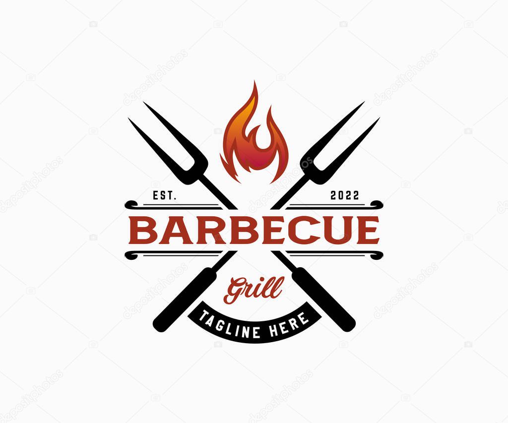 BBQ and Grill Logo Design. Barbecue Logo Design.