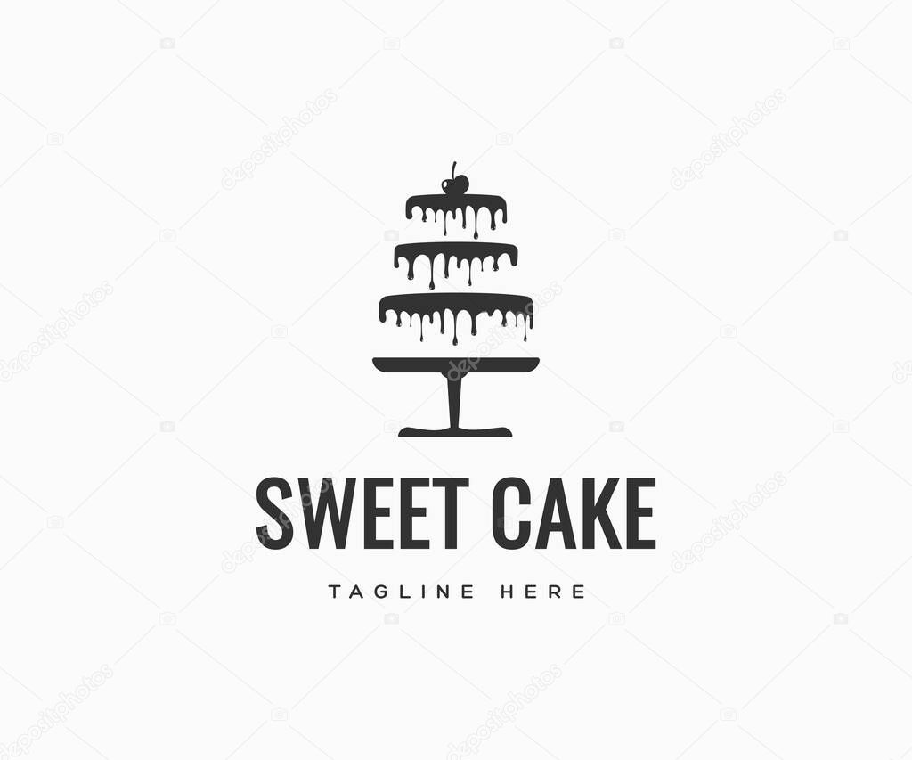 Cake logo design template. Birthday cake logo design. Cake vector icon