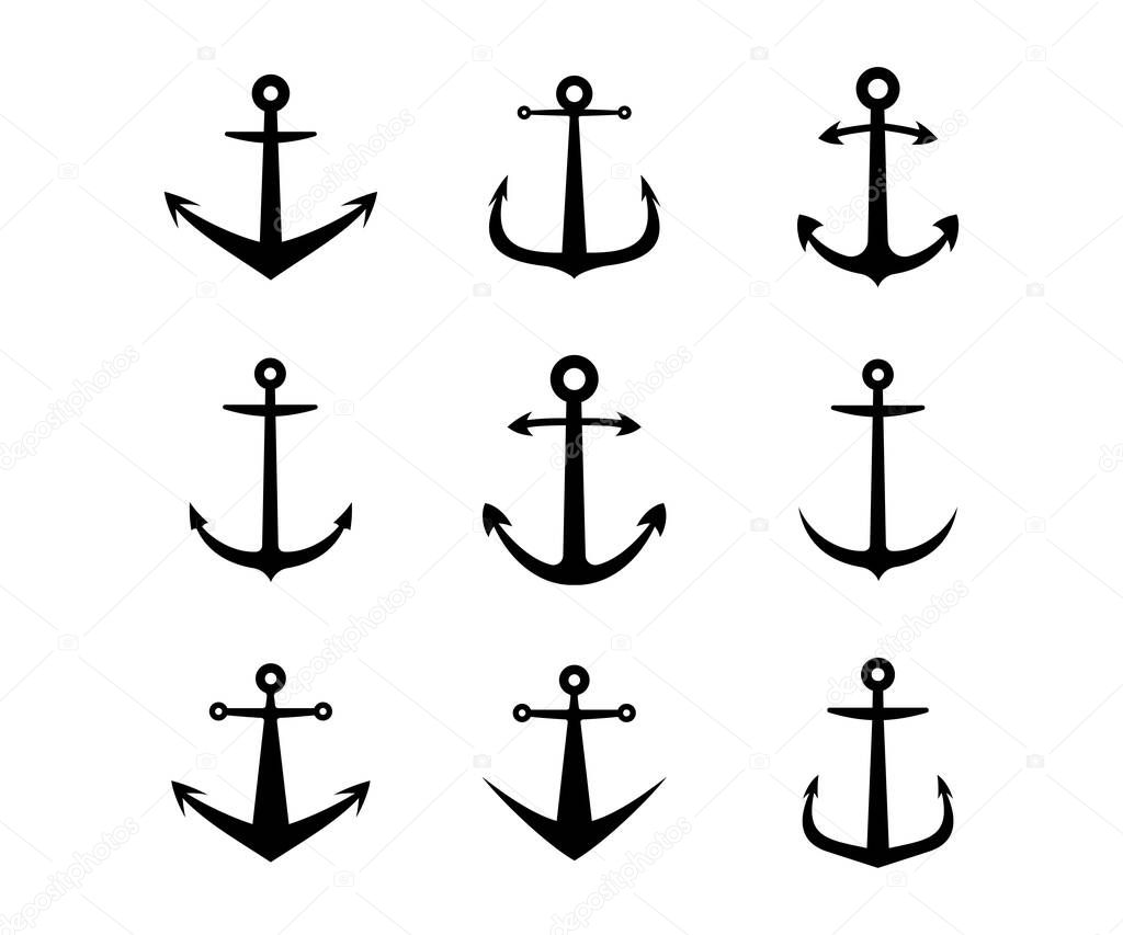 Anchor icon set. Anchors vector. Anchor sign and symbol