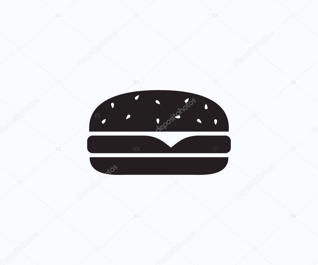 Fast food icon. Burger icon. Silhouette burger icon vector