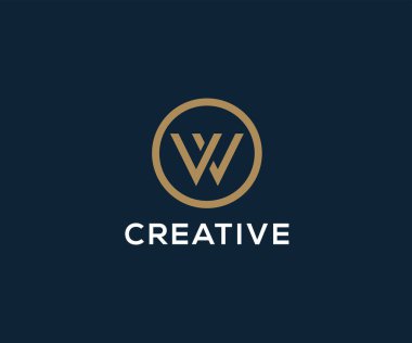 W harfi logo tasarımı konsepti. Zarif vektör logo şablonu.