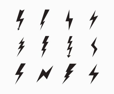 Lightning Thunderbolt Icon Set. Flash Symbol Illustration Set. Lighting Flash Icons Set.