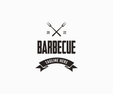 Vintage Retro rustic BBBQ Grill, Barbekü, Barbekü Etiketi Logo tasarım vektörü.