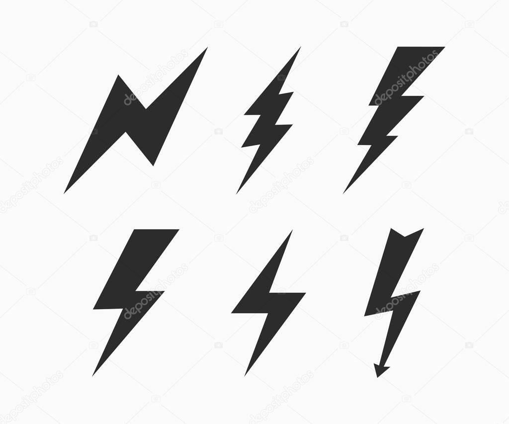 Lightning Thunderbolt Icon Vector. Flash Symbol Illustration. Lighting Flash Icons Set.