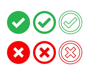 Set of cross mark and check mark icons vector template