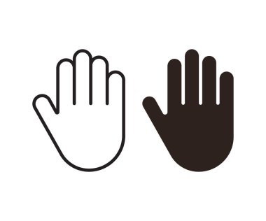 Hand icon. Vector stop symbol. Palm outline. Hand sign silhouette outline hand