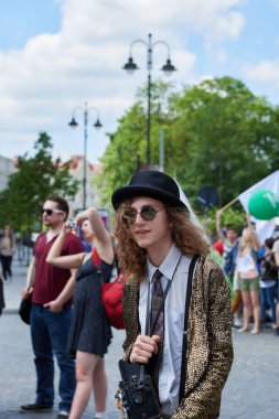 Vilnius, Litvanya-Haziran 18.2016.National lezbiyen Derneği, Eşcinsel, biseksüel ve transseksüel hakları Litvanyalı eşcinsel Birliği (Lga), Vilnius şehir sokaklarını organize gay ve lezbiyen yürüyüşlere