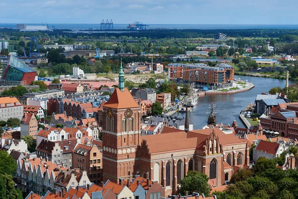 Панорамный Вид Гданьской Костела Святой Богородицы Польше — стоковое фото