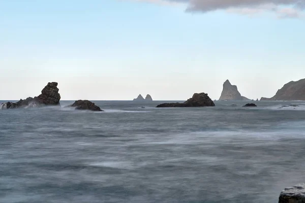 Skaliste Wybrzeża Taganana Formacji Los Roques Anaga Północno Wschodniej Części — Zdjęcie stockowe