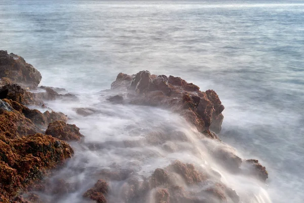 Konec Vlny Břeh Kanárské Ostrovy Západ Slunce Nad Oceánem — Stock fotografie