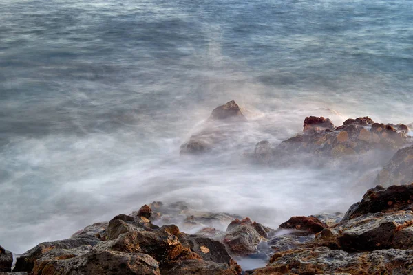 Konec Vlny Břeh Kanárské Ostrovy Západ Slunce Nad Oceánem — Stock fotografie