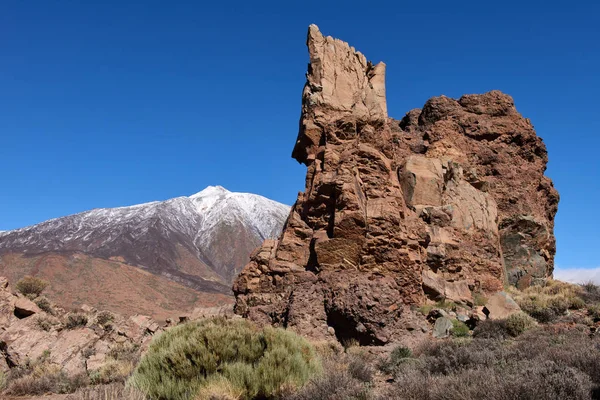 Widok Teide Garcia Rock Beautiful Słoneczny Dzień Parku Narodowego Teide — Zdjęcie stockowe