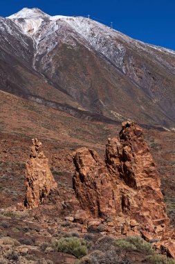 Teide Yanardağı manzarası ve Teide Milli Parkı güzel manzara, Tenerife.