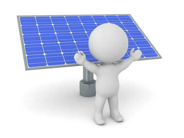 Happy Znak Solárním Panelem Izolované Bílém Pozadí — Stock fotografie