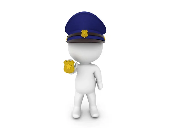 Policeman Showing His Police Shields Isolated White Rendering — Stock Photo, Image