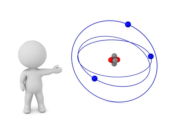 Zeichen Die Ein Atom Zeigen Isoliert Auf Weißem Hintergrund — Stockfoto