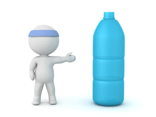 Character Sports Band Showing Plastic Water Bottle Isolated White Background — Stock Photo, Image