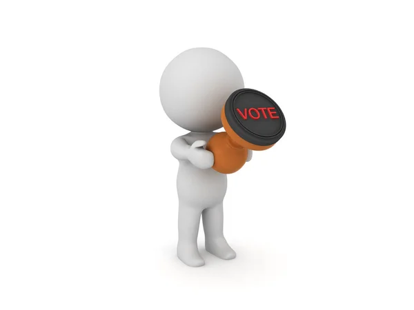 Character Holding Voting Stamp Rendering Isolated White — Stock Photo, Image
